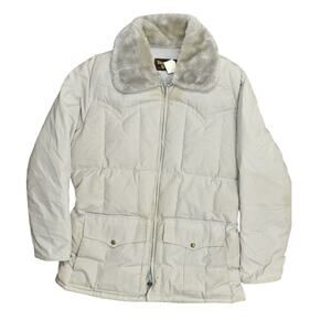 Tempco Men's Gray Polyester Parka Jacket - Size L Goose Down Insulated Stained